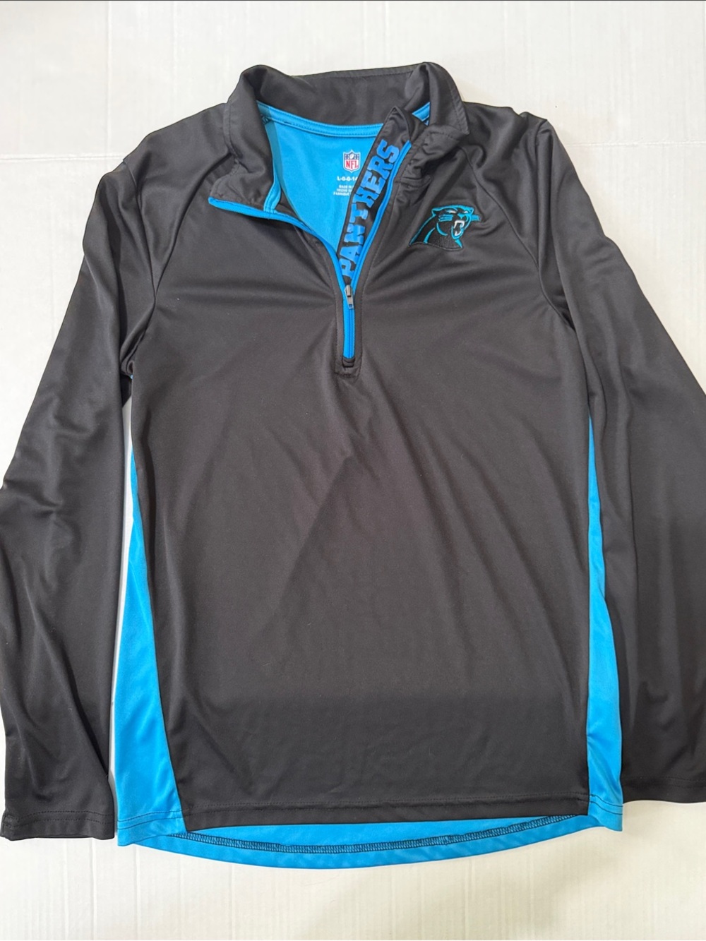 NFL Carolina Panthers Black and Blue Quarter-Zip Pullover